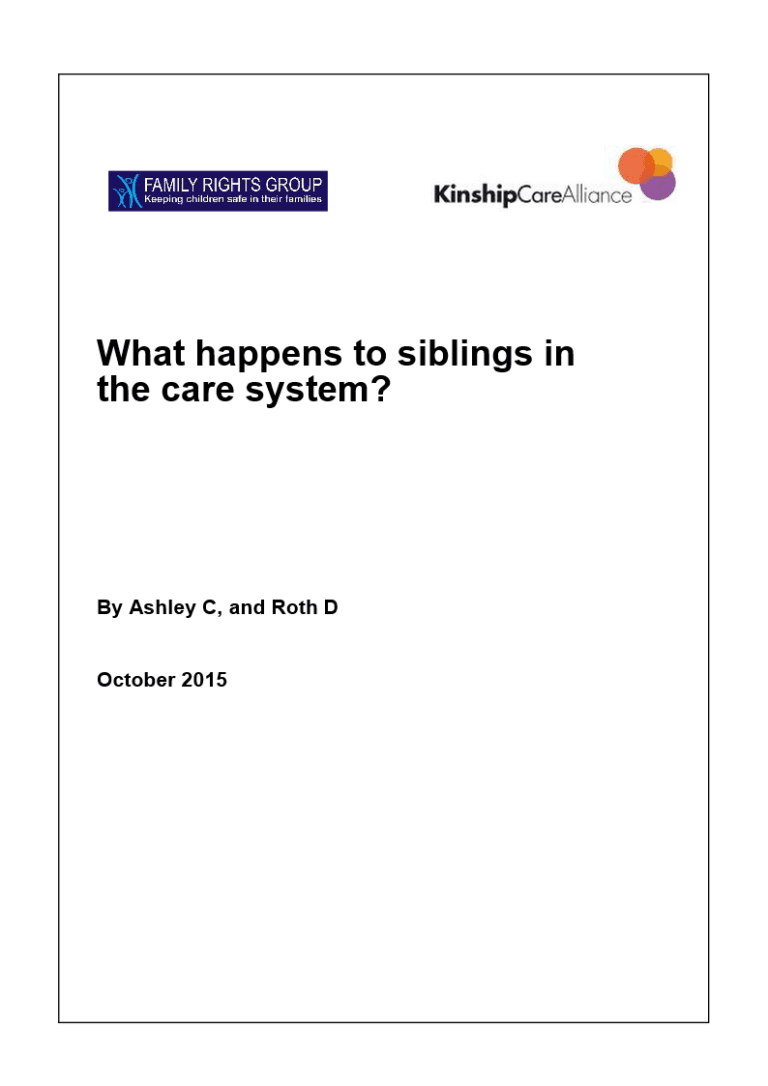 What happens to siblings in the care system? - Family Rights Group