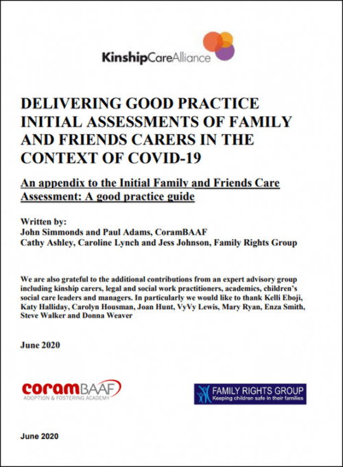 Delivering good practice initial assessments of family and friends carers in the context of Covid-19