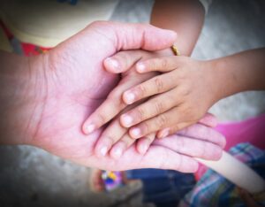 Multi generation support - holding hands