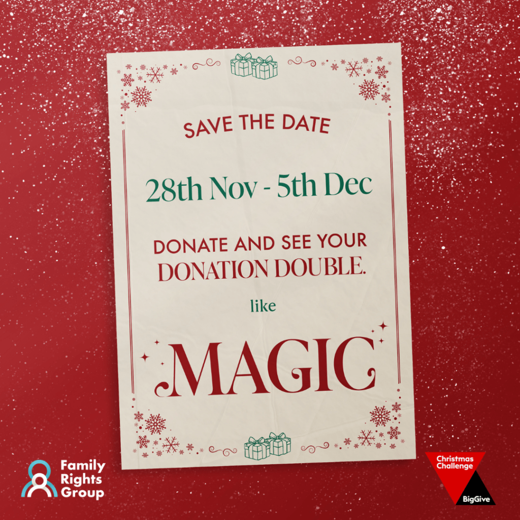 Poster on a glitter wall that reads: Save the date. 28th November to 5th December. Donate and see your donation double like magic.
